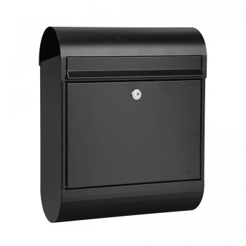 Preview: Mefa Briefkasten Ruby 866 Tiefschwarz RAL 9005 mit integrierter Zeitungsrolle